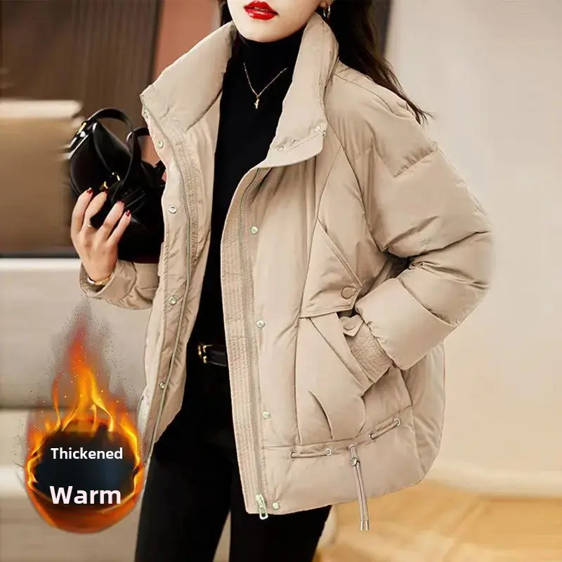 DownCotton Padded Coach Women's Cropped 2024 Winter New Fashion Loose Fit Slimming Thickened Warm Jacket Cotton Coat