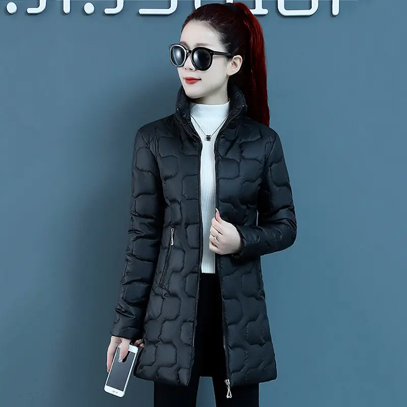 Winter Long Warm Down Cotton-Padded Jacket Women Overcoat 2025 New Slim Casual Students Light Cotton Clothes Female Outwear