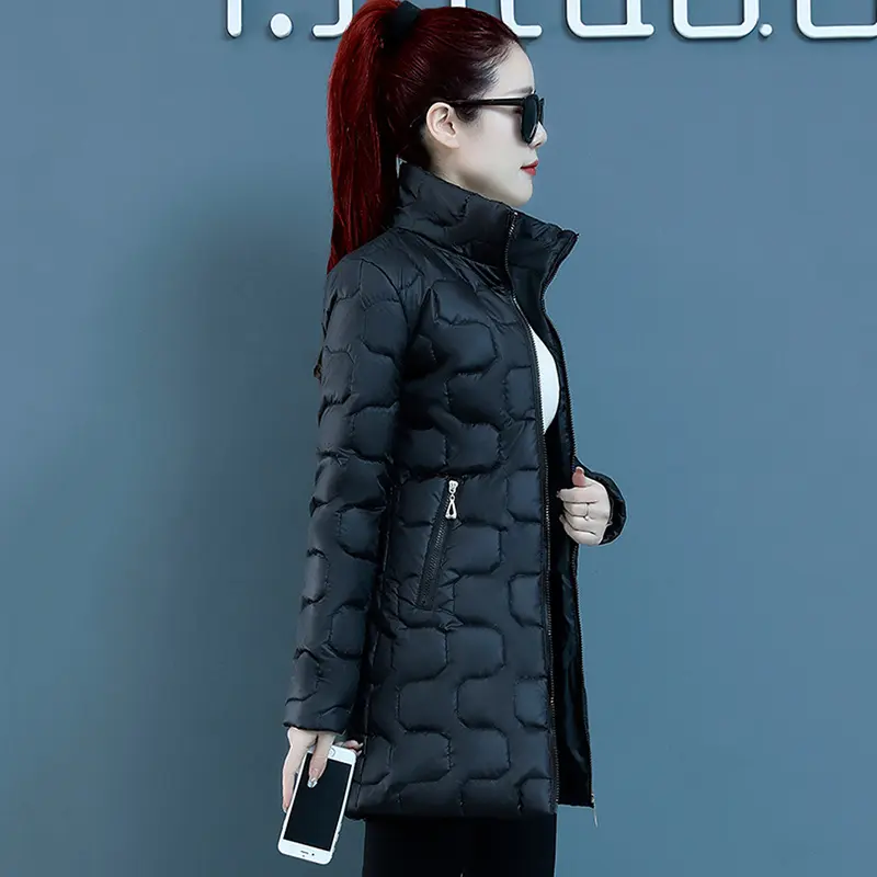Winter Long Warm Down Cotton-Padded Jacket Women Overcoat 2025 New Slim Casual Students Light Cotton Clothes Female Outwear