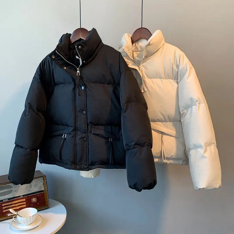 EVNISI Casual Women Loose Thicken Jacket Button Up Solid Warm Bread Clothing For Women Puffer Jackets Autumn Cardigan Coat 2023