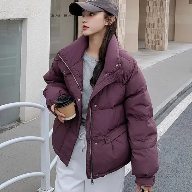2024 New Korean Women's Padded Jacket Winter Cropped Down Cotton Coat Petite Size Oversize Jacket Cotton Puffer Coat For Parkas