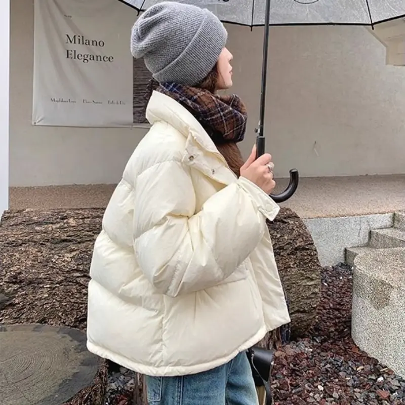 2024 New Korean Women's Padded Jacket Winter Cropped Down Cotton Coat Petite Size Oversize Jacket Cotton Puffer Coat For Parkas