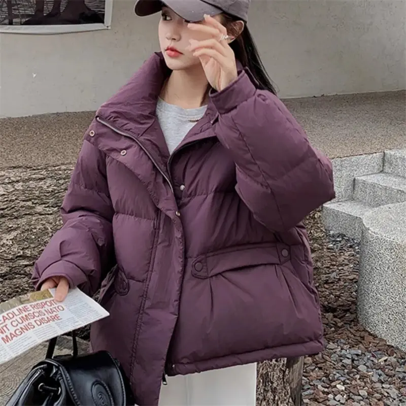 2024 New Korean Women's Padded Jacket Winter Cropped Down Cotton Coat Petite Size Oversize Jacket Cotton Puffer Coat For Parkas
