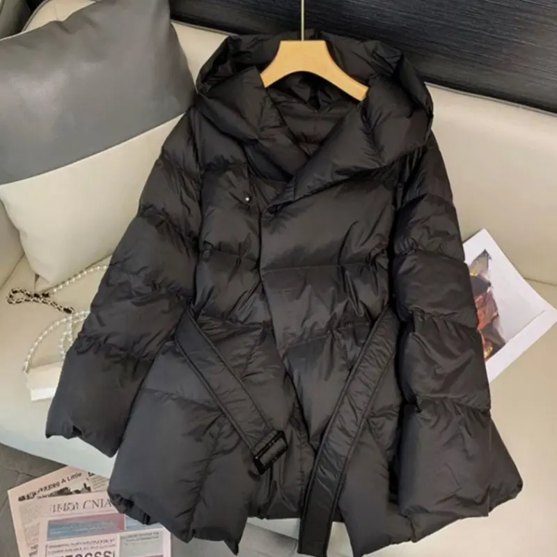 Matakawa Hooded Autumn Winter Jackets Women Korean Fashion Thick Warm Vintage Parkas Coats Solid Basics Simple Chaquetas
