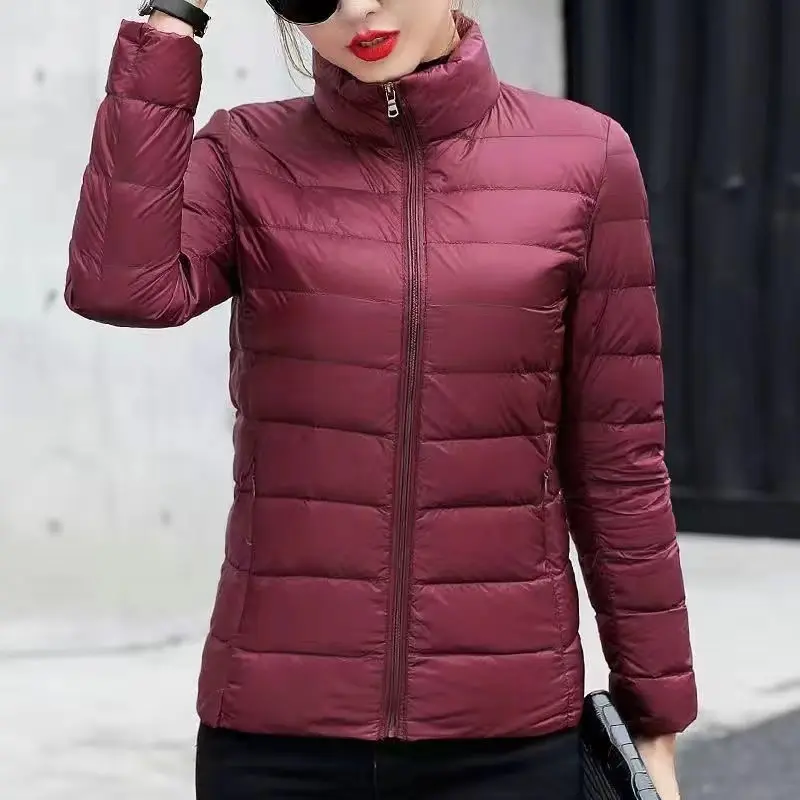 2024New Fashion Female Cold Jacket Women Winter Light White Duck Down Jacket Slim Puffer Jacket Portable Windproof Down Coat Top