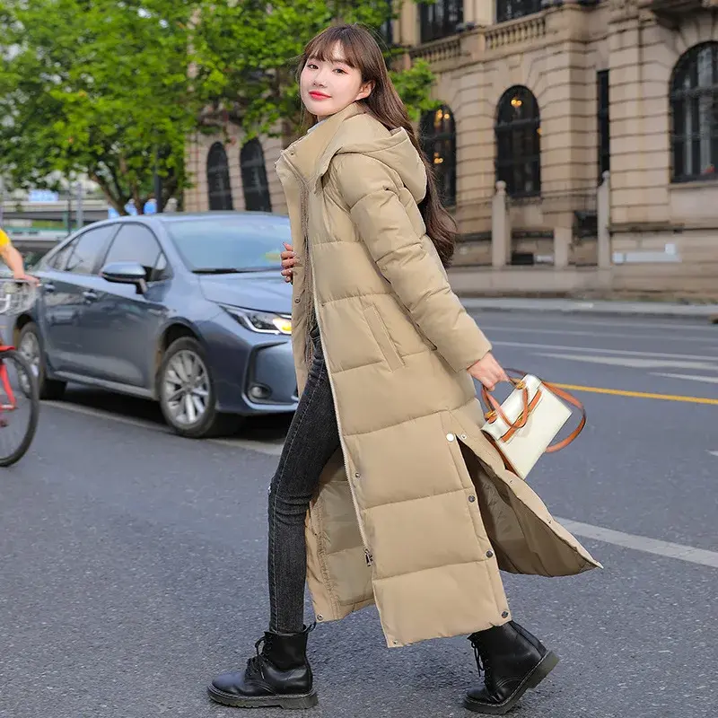 Women Parkas Long Coats Hooded Coat Maxi Autumn Casual Loose Thick Warm Outerwear Coat Jackets Elegant Splice Winter Jacket
