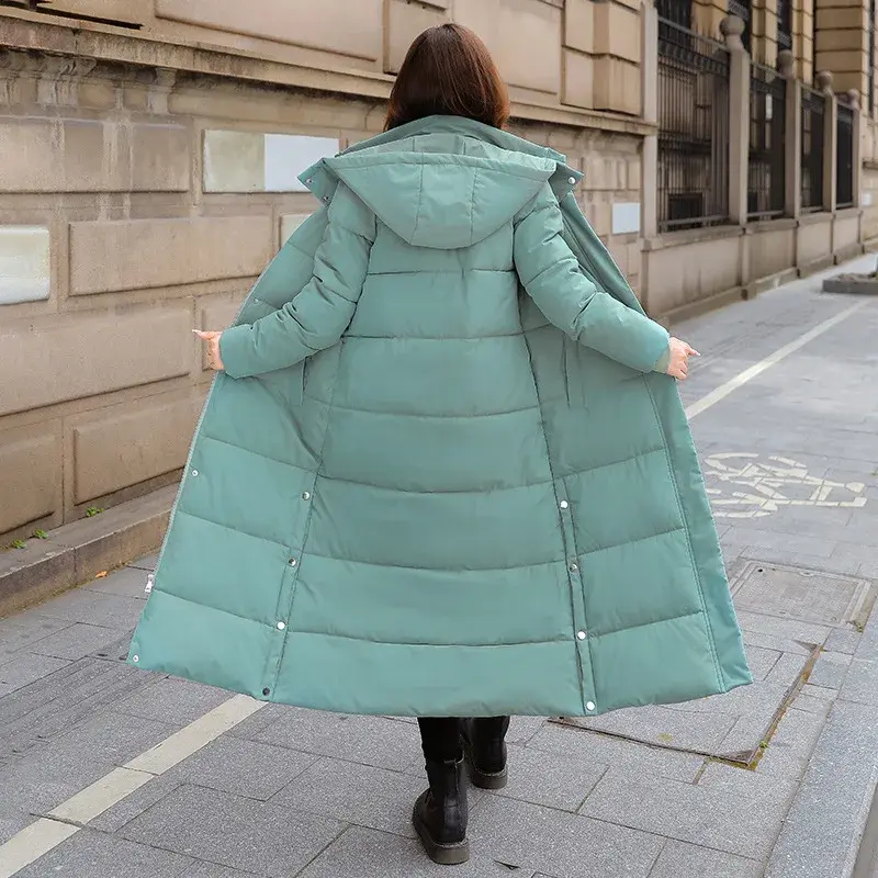 Women Parkas Long Coats Hooded Coat Maxi Autumn Casual Loose Thick Warm Outerwear Coat Jackets Elegant Splice Winter Jacket