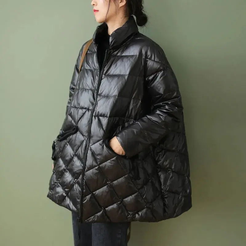 Women 2025 New Fashion Zipper Loose Padded Jacket Coat Vintage Long Sleeve Tops Pockets Solid Cotton Clothes Outerwear Female