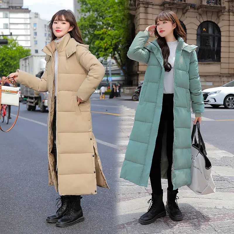 Women Parkas Long Coats Hooded Coat Maxi Autumn Casual Loose Thick Warm Outerwear Coat Jackets Elegant Splice Winter Jacket