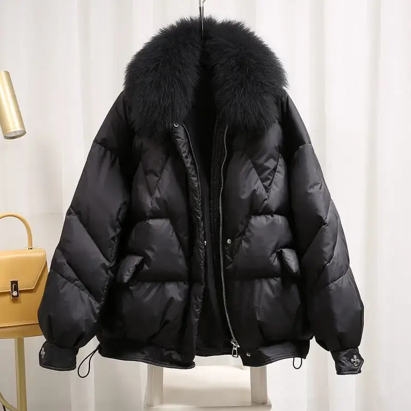 Fur Collar Coat Parkas Coats Women Autumn Winter Jackets 2024 Y2k Casual Zipper Thick Warm Pockets Maxi Elegant Splice Loose