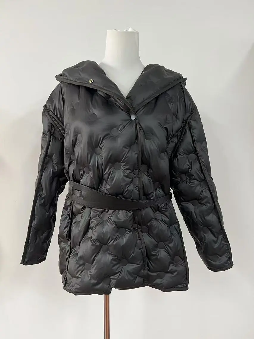 Winter Clothes New Fashion Temperament Waist Slimming Parka Hooded Down Jacket for Women Thick Warm Black Coat Women Clothing