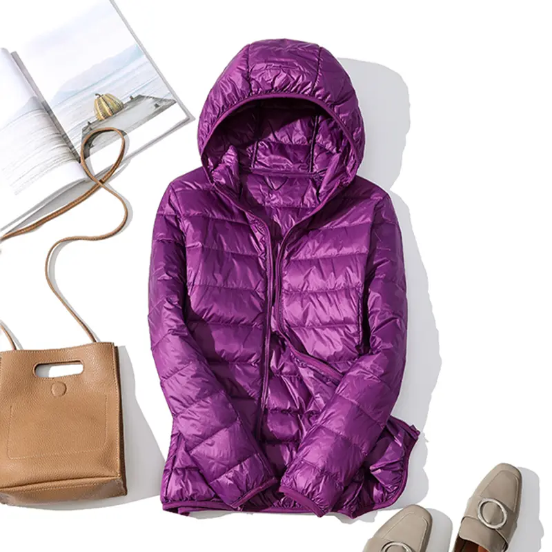 90% Ultra-light Thin Down Jacket Women 2024 Autumn Winter Slim Short Hooded Warm White Duck Down Coat Women Outerwear