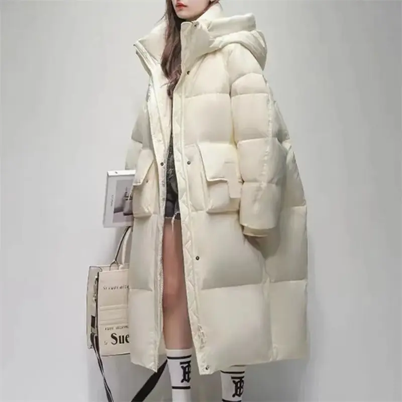 Winter Down Jacket Women's Clothes 2025 New Korean version Loose Thick White duck down Hooded Coat Female Warm Parka Overcoat