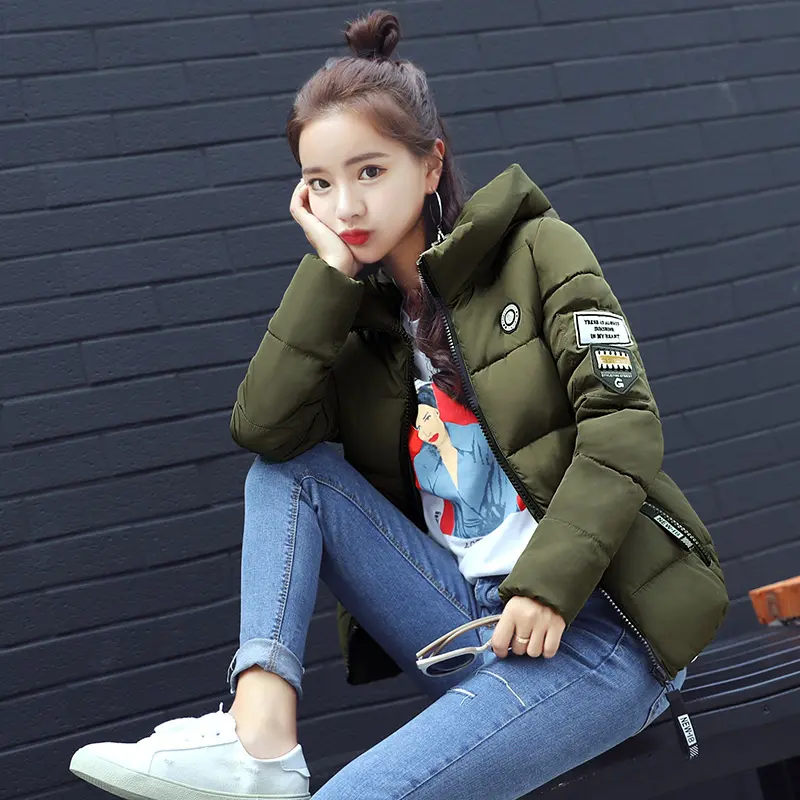 2025 Causal Ladies Padded Jacket Short Autumn Winter Wadded Jacket Women Hooded Short Coats Female Plus Size Parkas Overcoat