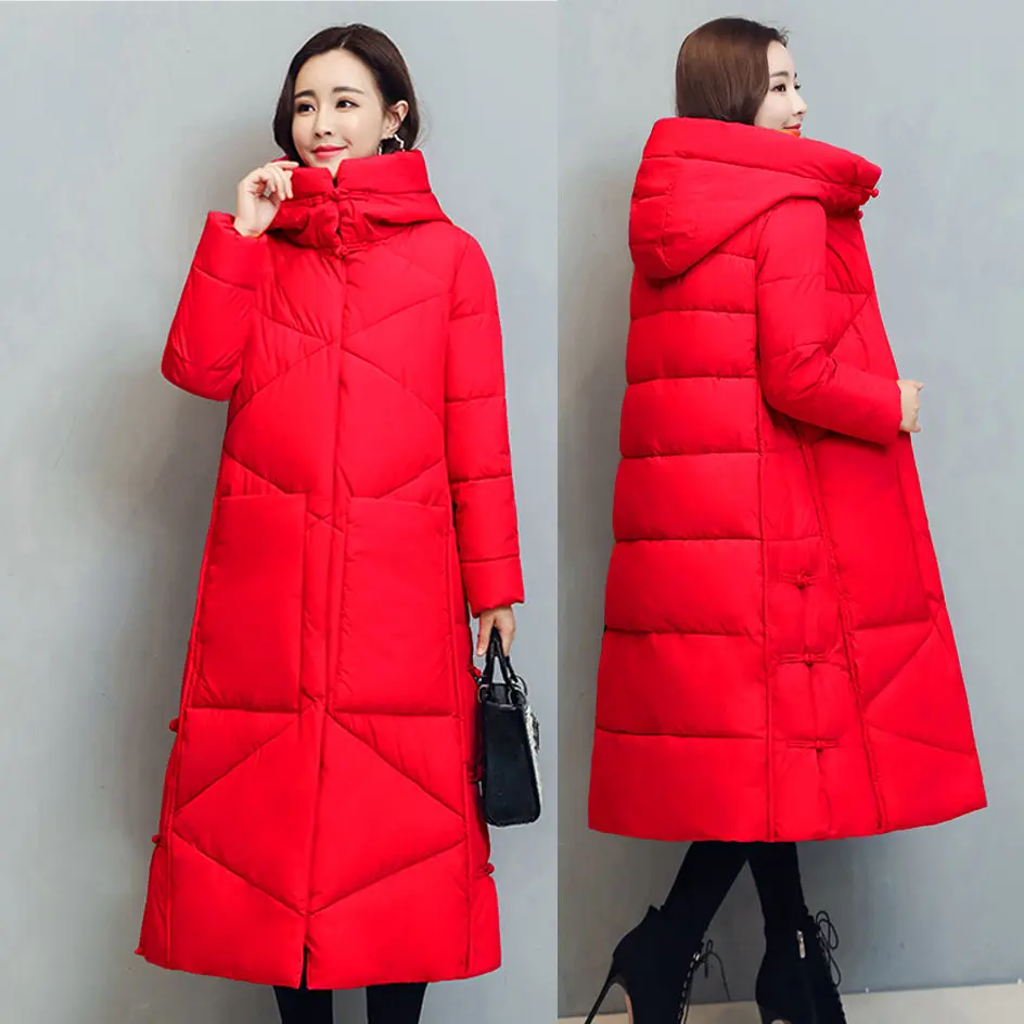 Winter Long Coat Women's 2025 Fashion New Thicken Cotton padded Warm Snow Outerwear Loose Female Windproof Hooded Jacket Parkas