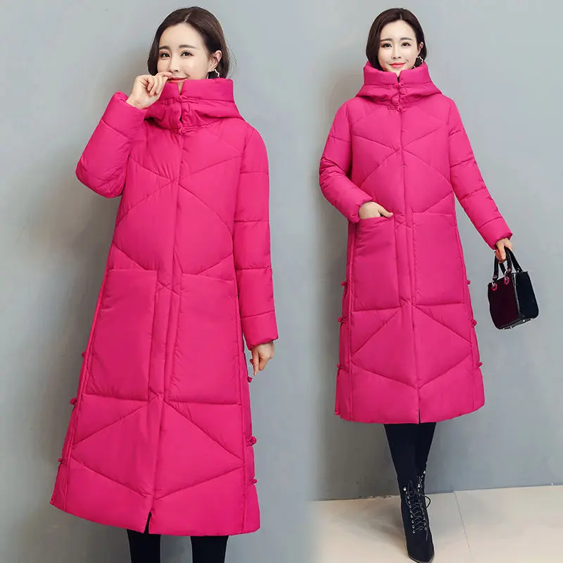 Winter Long Coat Women's 2025 Fashion New Thicken Cotton padded Warm Snow Outerwear Loose Female Windproof Hooded Jacket Parkas