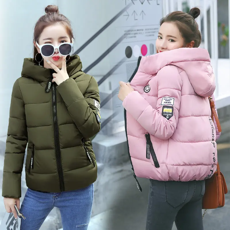 2025 Causal Ladies Padded Jacket Short Autumn Winter Wadded Jacket Women Hooded Short Coats Female Plus Size Parkas Overcoat