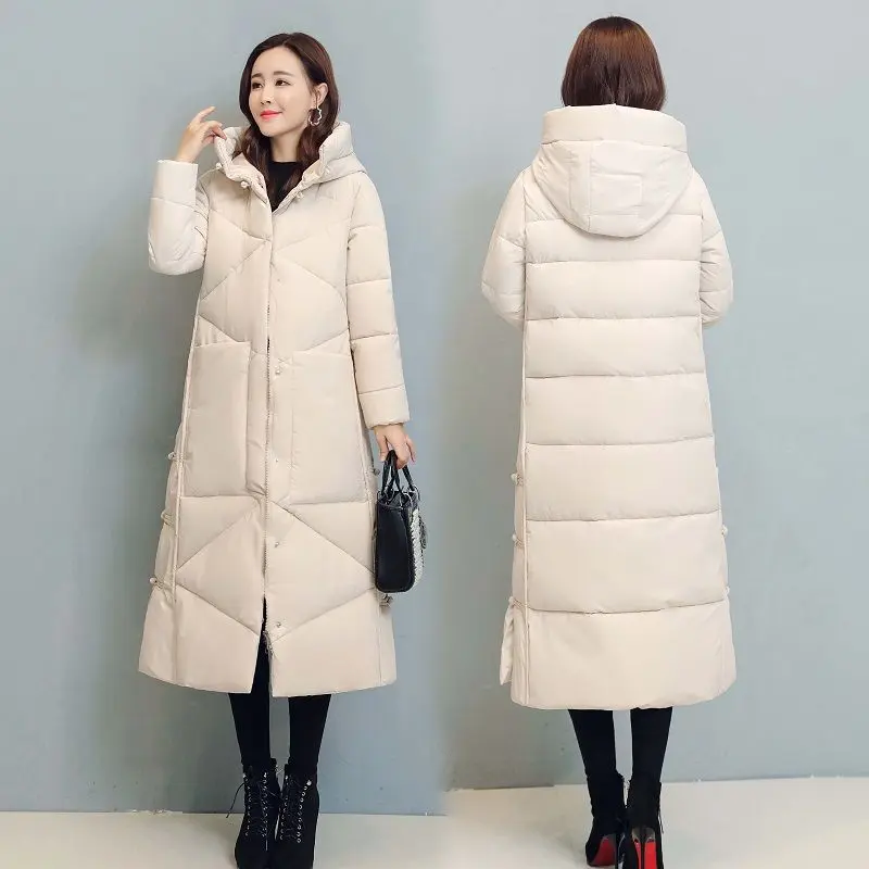 Winter Long Coat Women's 2025 Fashion New Thicken Cotton padded Warm Snow Outerwear Loose Female Windproof Hooded Jacket Parkas