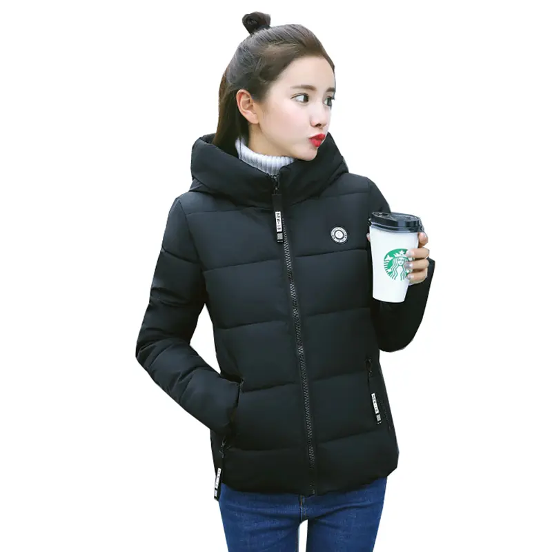 2025 Causal Ladies Padded Jacket Short Autumn Winter Wadded Jacket Women Hooded Short Coats Female Plus Size Parkas Overcoat