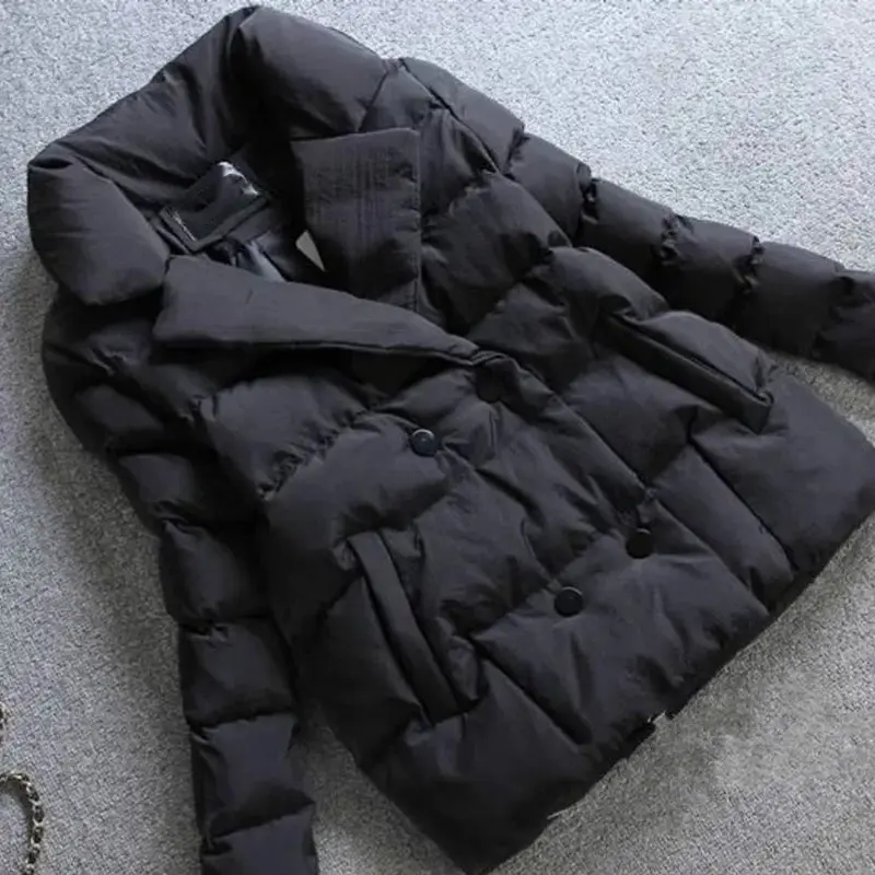 Double Breasted Short Slim Cotton Coats Autumn Winter New Thickened Warmth Fashion Outdoor Women's Casual Solid Color Jacket