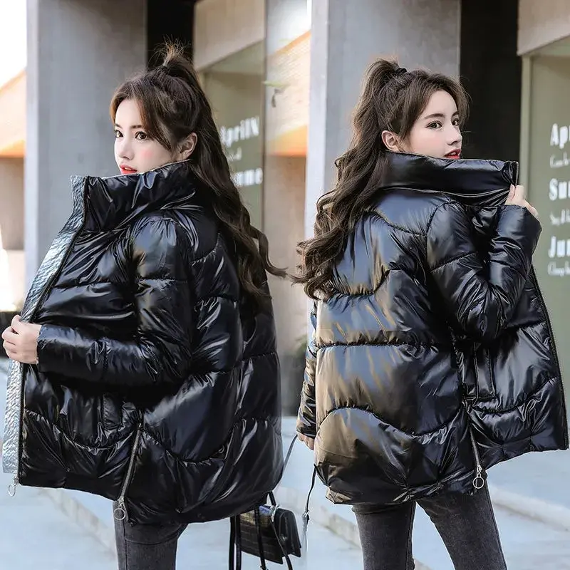 Black Parkas Crop Puffy Coats Women Fashion Korean Winter Slim Thick Warm Simple Shorts Coats Streetwear All Match Chic Jacket