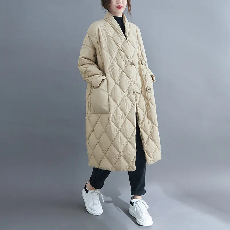 New 2025 Autumn Winter Women Long Jacket Femmes Quilted Warm Lady Lightweight Coat Oversize Parkas Padded Outerwear Female
