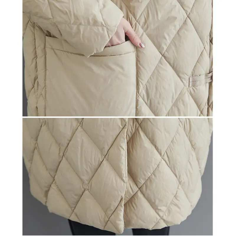 New 2025 Autumn Winter Women Long Jacket Femmes Quilted Warm Lady Lightweight Coat Oversize Parkas Padded Outerwear Female