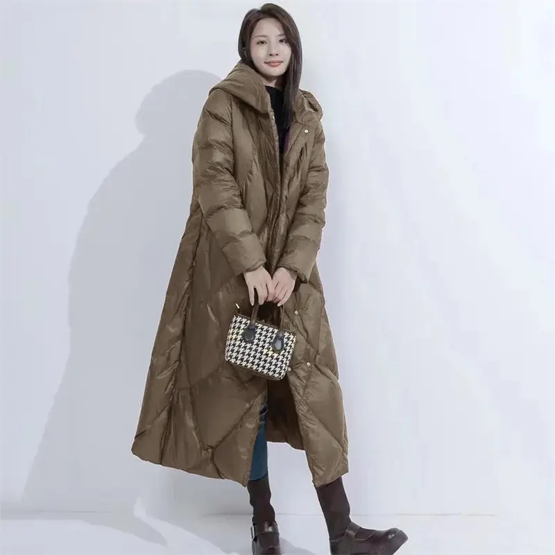 2024 New Down Jacket Women Parkas Warm Winter Hooded Long Thick Cotton Padded Windproof Overcoat Casual Loose Snow Wear Outwear