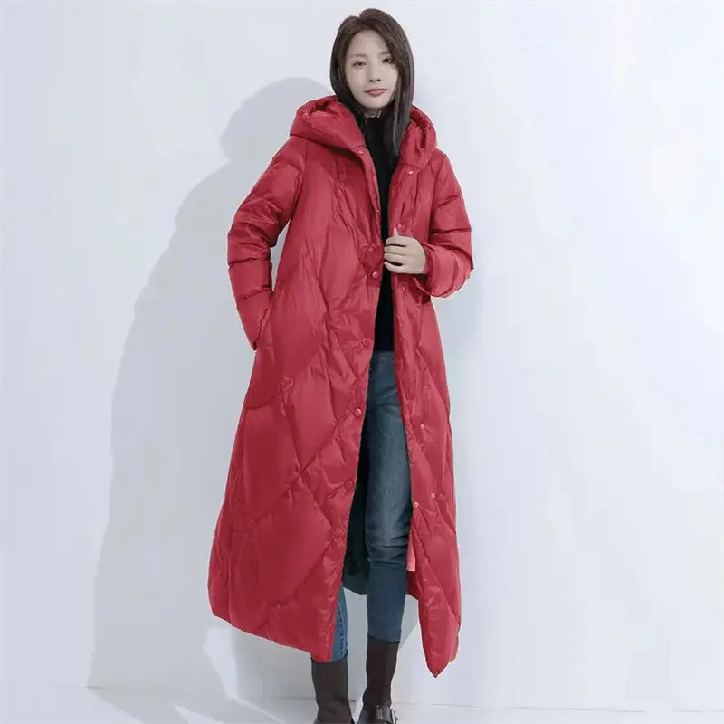 2024 New Down Jacket Women Parkas Warm Winter Hooded Long Thick Cotton Padded Windproof Overcoat Casual Loose Snow Wear Outwear