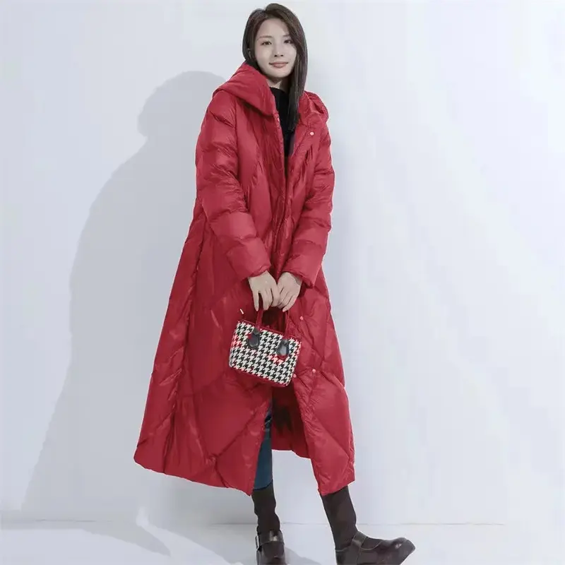 2024 New Down Jacket Women Parkas Warm Winter Hooded Long Thick Cotton Padded Windproof Overcoat Casual Loose Snow Wear Outwear