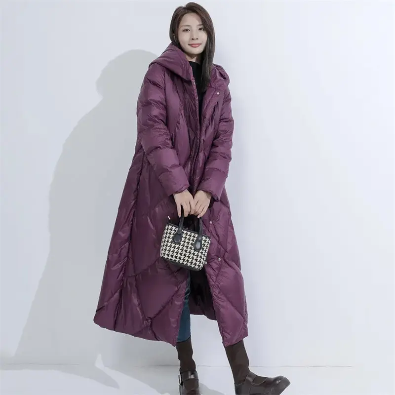 2024 New Down Jacket Women Parkas Warm Winter Hooded Long Thick Cotton Padded Windproof Overcoat Casual Loose Snow Wear Outwear