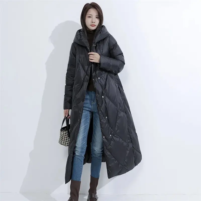 2024 New Down Jacket Women Parkas Warm Winter Hooded Long Thick Cotton Padded Windproof Overcoat Casual Loose Snow Wear Outwear
