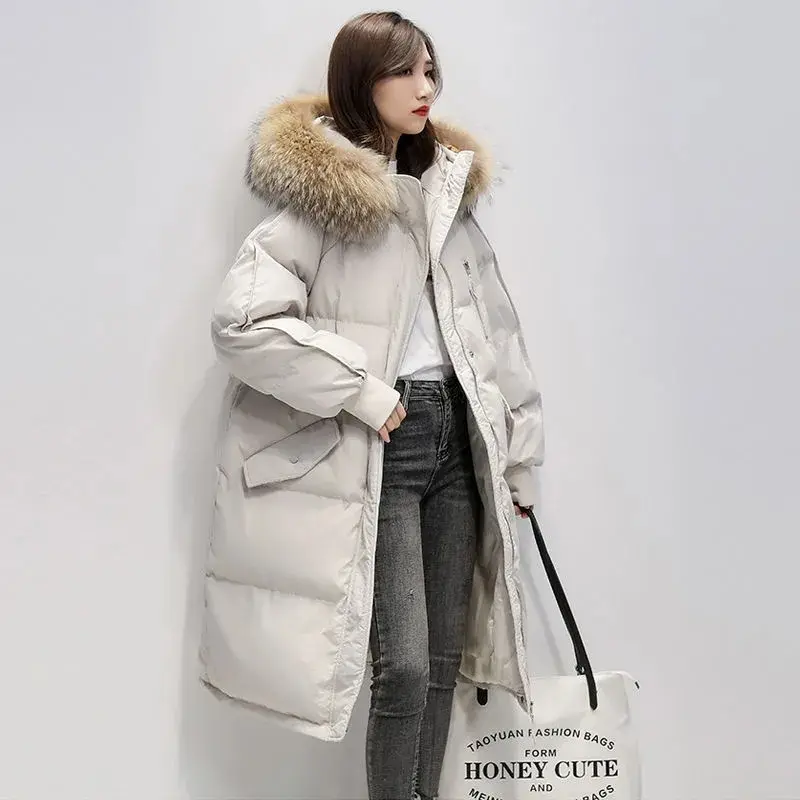 Thicken Coat 2024 New Winter Korean Loose Down cotton Jacket Female Warm Hooded Parka Overcoat Female Solid Casual Long Coats