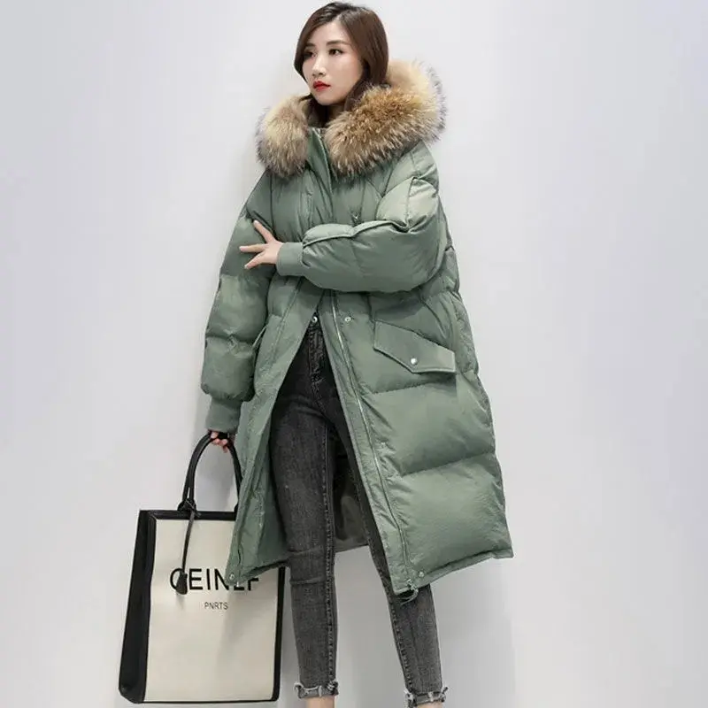 Thicken Coat 2024 New Winter Korean Loose Down cotton Jacket Female Warm Hooded Parka Overcoat Female Solid Casual Long Coats