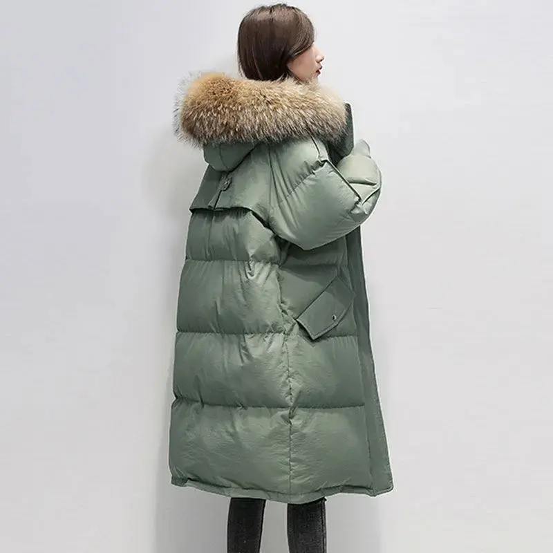 Thicken Coat 2024 New Winter Korean Loose Down cotton Jacket Female Warm Hooded Parka Overcoat Female Solid Casual Long Coats