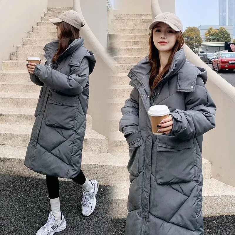 2024 Winter Women Jacket Coats Long Parkas Female Down Cotton Hooded Overcoat Thick Warm Jackets Windproof Casual Student Coat