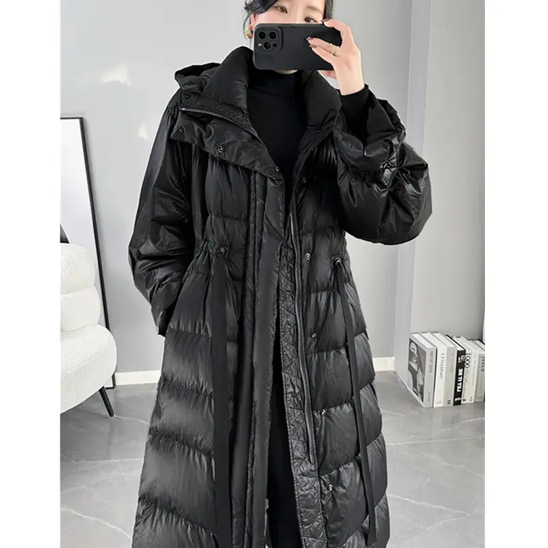 2025 New Women's Winter Black Down Jacket Women's Hooded White Duck Down Coat Windbreak Women Thicken Parker Overcoat