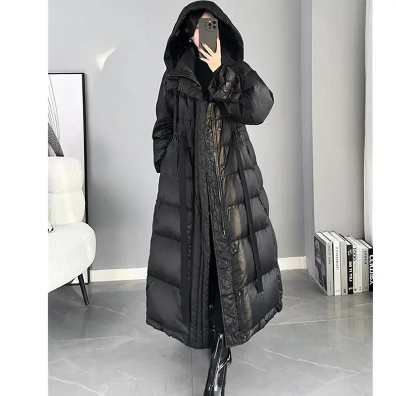 2025 New Women's Winter Black Down Jacket Women's Hooded White Duck Down Coat Windbreak Women Thicken Parker Overcoat