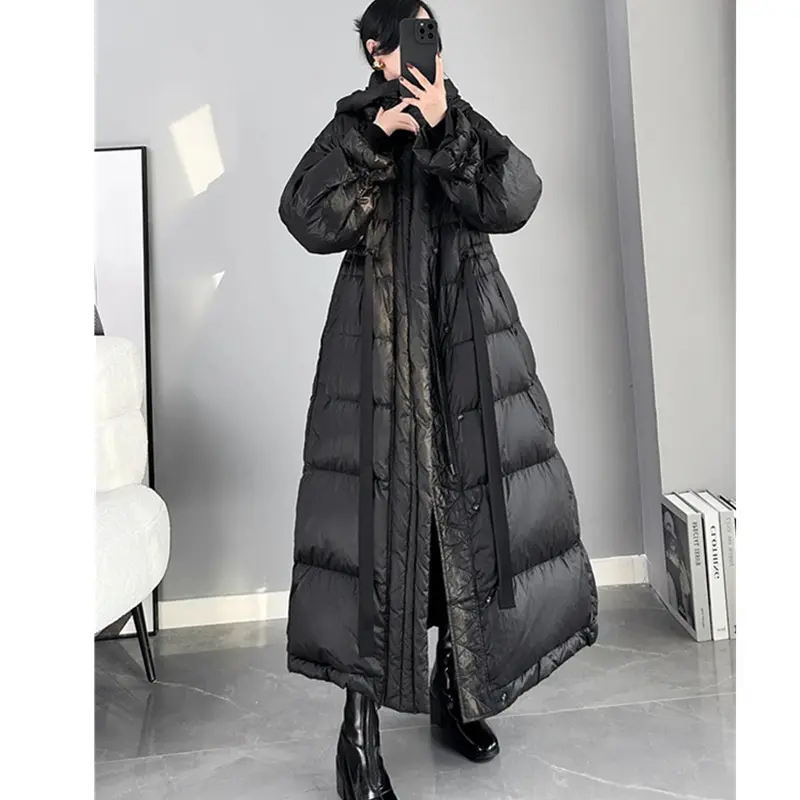 2025 New Women's Winter Black Down Jacket Women's Hooded White Duck Down Coat Windbreak Women Thicken Parker Overcoat