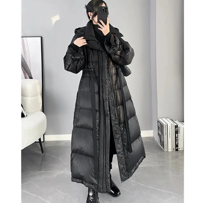 2025 New Women's Winter Black Down Jacket Women's Hooded White Duck Down Coat Windbreak Women Thicken Parker Overcoat