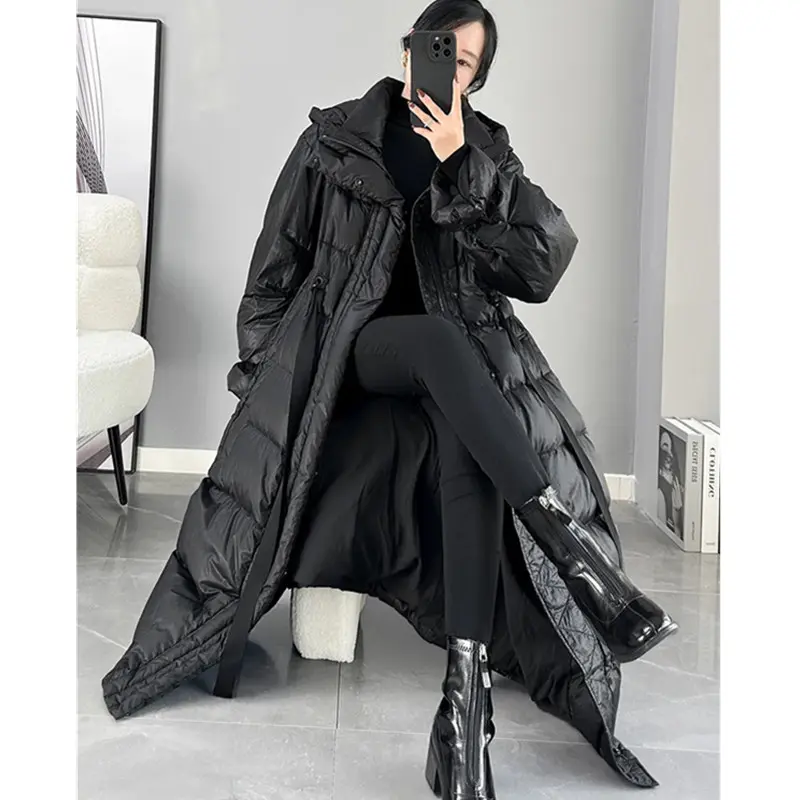 2025 New Women's Winter Black Down Jacket Women's Hooded White Duck Down Coat Windbreak Women Thicken Parker Overcoat