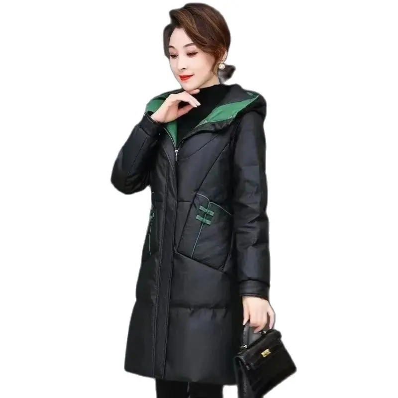 Down and Cotton Jacket 2024 Winter New Loose and Thick New Cotton Jacket Jacket Women's mid to Long Fashion Cotton Coat Slim Fit