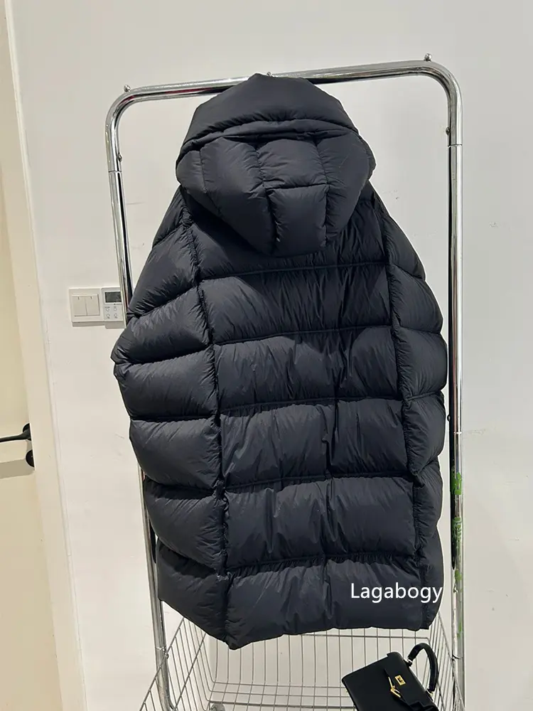 Lagabogy 2025 Women White Duck Down Jacket Mid-Long Cocoon Thickened Hooded Loose Korean Version Bread Puffer Coat Warm Outwear