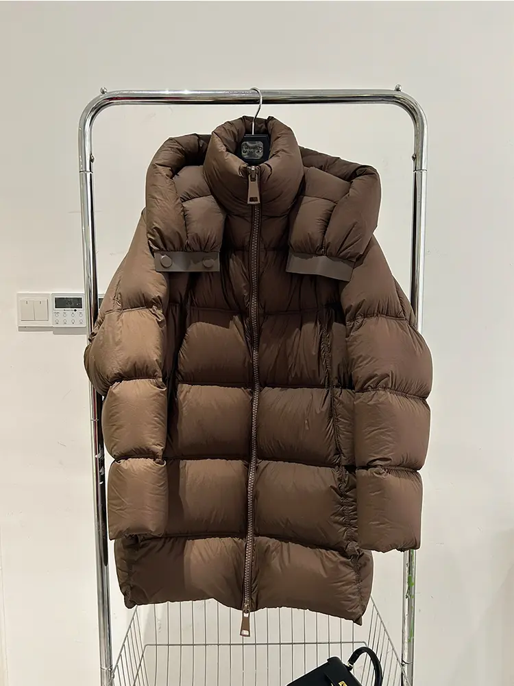 Lagabogy 2025 Women White Duck Down Jacket Mid-Long Cocoon Thickened Hooded Loose Korean Version Bread Puffer Coat Warm Outwear