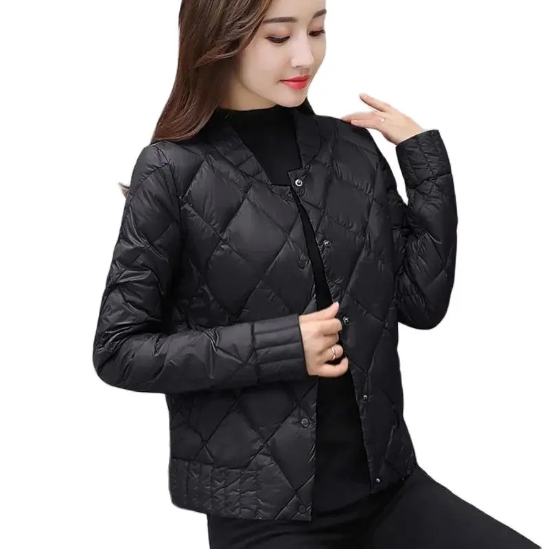 Thin light Down Cotton Jacket Female Short Coat Autumn Parkas New Women's Winter Stand Collar Warm Cotton Jacket