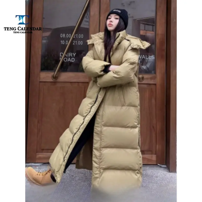Winter Cotton Jacket, Korean Version Long To Ankle A-line Loose Hooded Down Cotton Jacket, Women's 2024 New Model