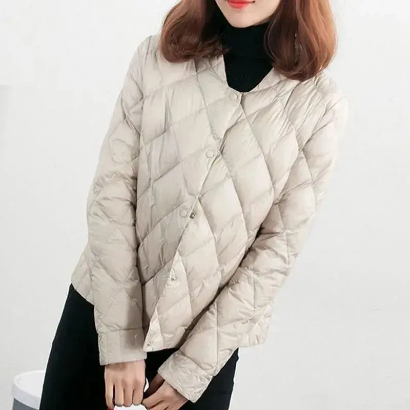 Thin light Down Cotton Jacket Female Short Coat Autumn Parkas New Women's Winter Stand Collar Warm Cotton Jacket