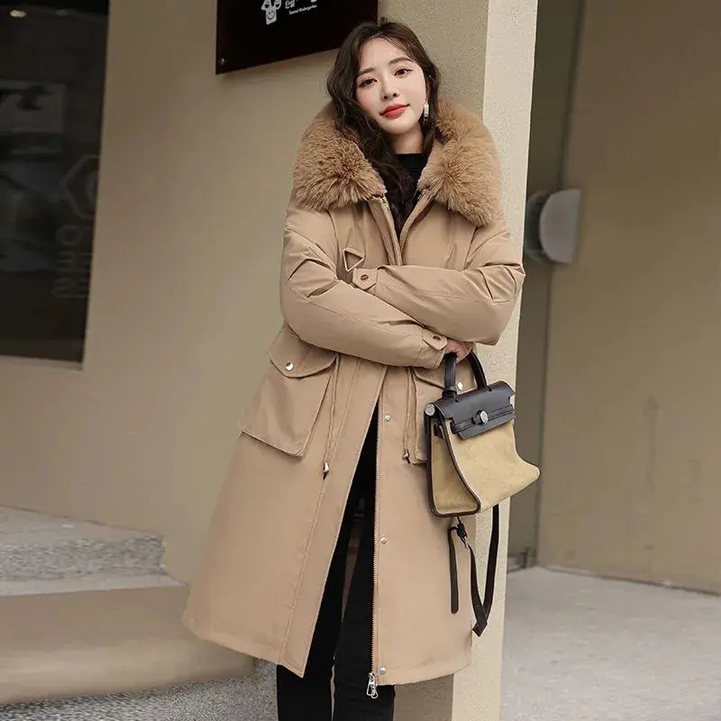 2025 New Winter Parkas Mid-Length Cotton Jacket Women Fur Collar hooded Removable inner liner Thick Warm padded Coat Female T673