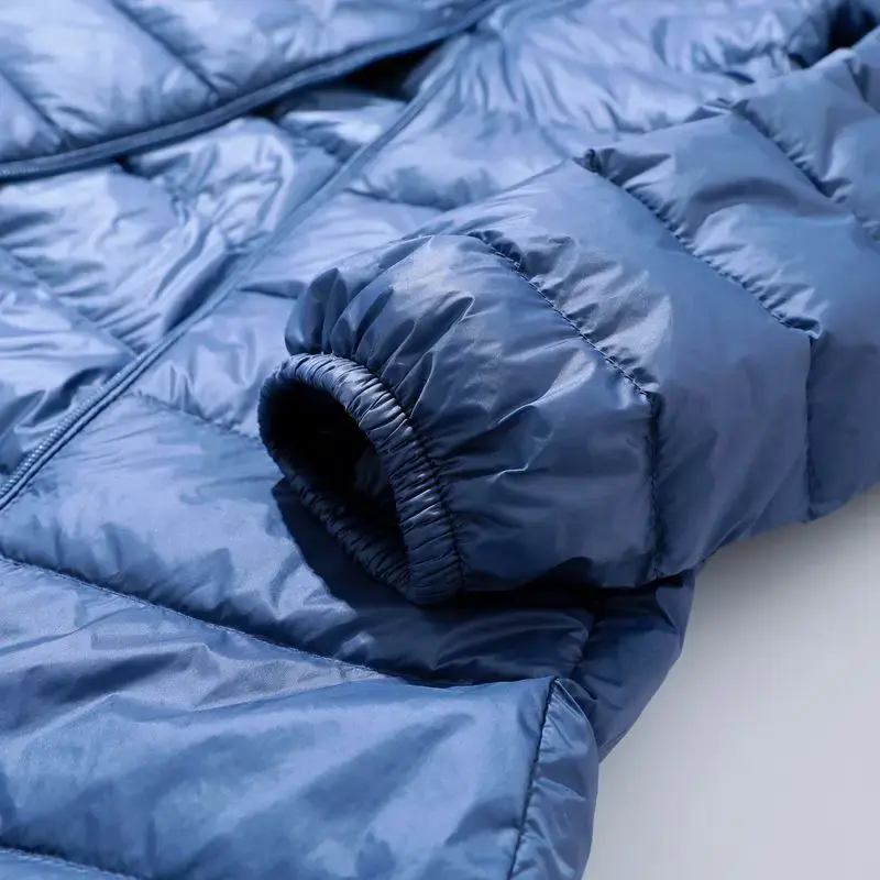 Hoody Long White Duck Down Coat Autumn Winter Portable Hooded Puffer Down Jacket Women Casual Double Zipper Windproof Thin Light