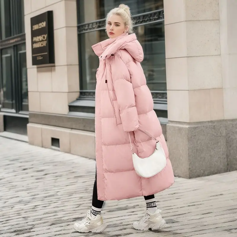 2025 Winter New Down Cotton Parkas Padded Jacket Female X-Long Over The Knee Large Quilt Loose Parkas Coat Padded Jacket